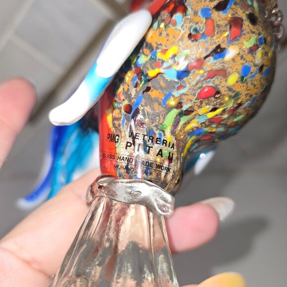 Handmade Murano Glass Rooster Figurine 7.5" Multicolor Art Piece By PMG Vetreria - Picture 9 of 15